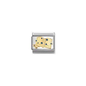 NOMINATION COMPOSABLE CLASSIC SYMBOLS STEEL, ENAMEL AND 18K GOLD BLUE BOOK 030285/85