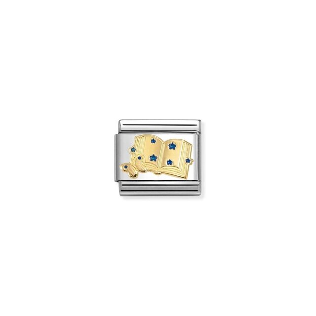 NOMINATION COMPOSABLE CLASSIC SYMBOLS STEEL, ENAMEL AND 18K GOLD BLUE BOOK 030285/85