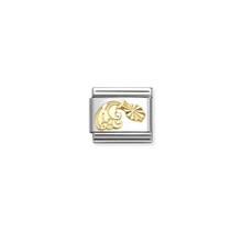 NOMINATION COMPOSABLE CLASSIC ZODIAC STAINLESS ST. AND 18K GOLD DIAMOND-CUT AQUARIUS 030167/11