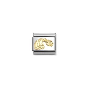 NOMINATION COMPOSABLE CLASSIC ZODIAC STAINLESS ST. AND 18K GOLD DIAMOND-CUT AQUARIUS 030167/11