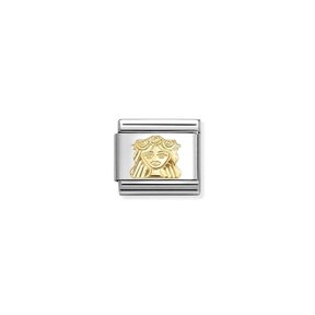 NOMINATION COMPOSABLE CLASSIC ZODIAC STAINLESS STEEL AND 18K GOLD DIAMOND-CUT VIRGO 030167/06