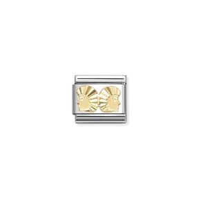 NOMINATION COMPOSABLE CLASSIC ZODIAC STAINLESS STEEL AND 18K GOLD DIAMOND-CUT GEMINI 030167/03