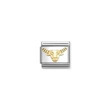 NOMINATION COMPOSABLE CLASSIC ZODIAC STAINLESS STEEL AND 18K GOLD DIAMOND-CUT TAURUS 030167/02
