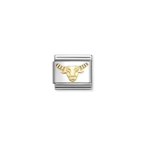 NOMINATION COMPOSABLE CLASSIC ZODIAC STAINLESS STEEL AND 18K GOLD DIAMOND-CUT TAURUS 030167/02