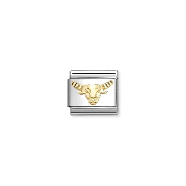 NOMINATION COMPOSABLE CLASSIC ZODIAC STAINLESS STEEL AND 18K GOLD DIAMOND-CUT TAURUS 030167/02