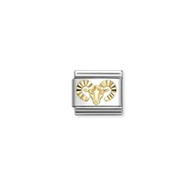 NOMINATION COMPOSABLE CLASSIC ZODIAC STAINLESS STEEL AND 18K GOLD DIAMOND-CUT ARIES 030167/01