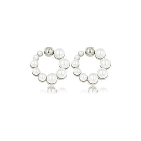 Zilveren Oorbel met Stralende Witte Parel 13mm