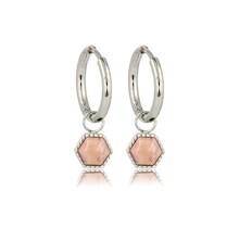Zilveren Zeshoek Oorbellen met Rhodonite Pracht