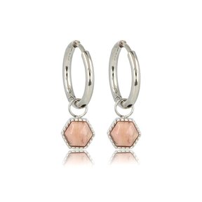 Zilveren Zeshoek Oorbellen met Rhodonite Pracht