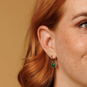 Klassieke Zilveren Oorring met Malachite Hanger