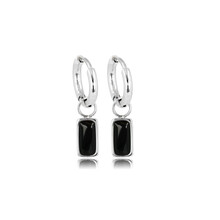 Elegante Zilveren Oorringen met Onyx Hanger