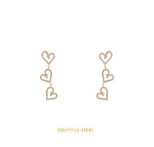 3 Hearts Sparkle Dangle Oorbellen E56282-1