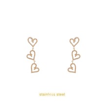 3 Hearts Sparkle Dangle Oorbellen E56282-1