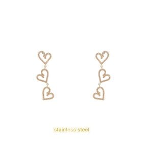 3 Hearts Sparkle Dangle Oorbellen E56282-1