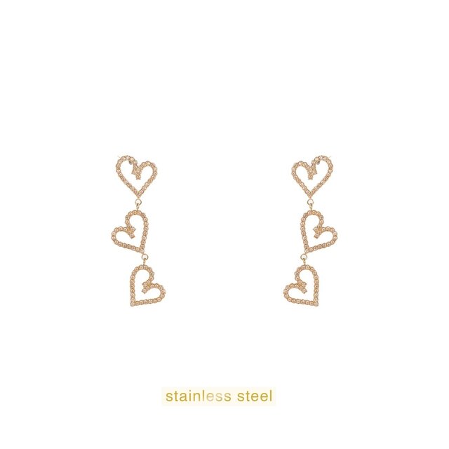 3 Hearts Sparkle Dangle Oorbellen E56282-1