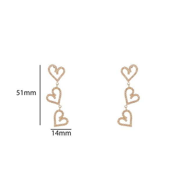 3 Hearts Sparkle Dangle Oorbellen E56282-1