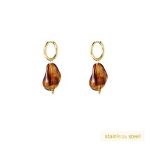 Organic Stone Earring - Brown E66005-3