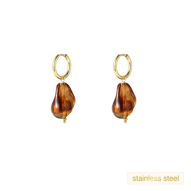 Organic Stone Earring - Brown E66005-3