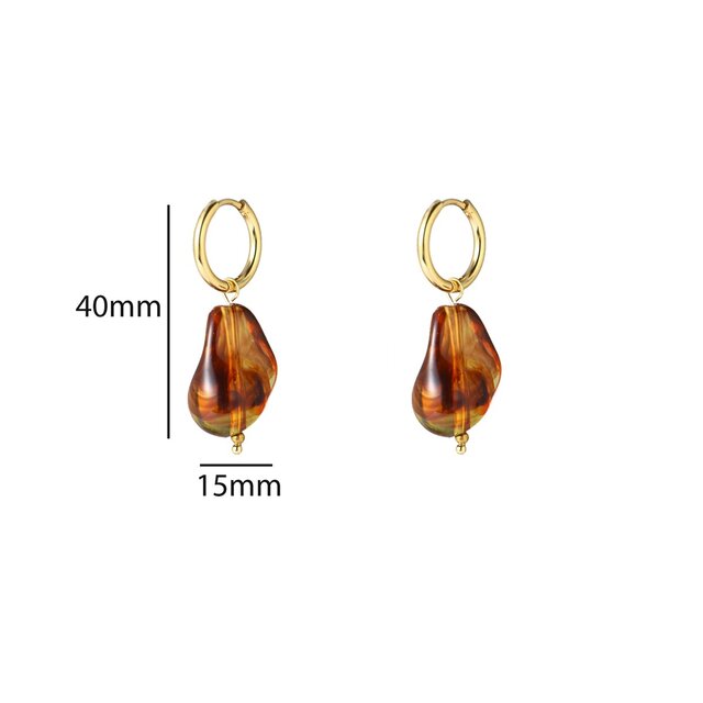 Organic Stone Earring - Brown E66005-3