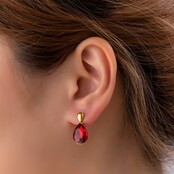 Drop Dangle - 14K + Burgundy E66154-3
