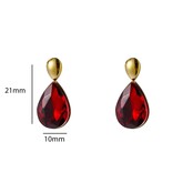 Drop Dangle - 14K + Burgundy E66154-3