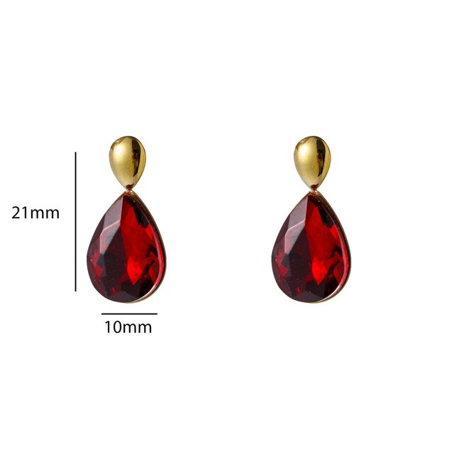 Drop Dangle - 14K + Burgundy E66154-3