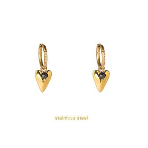 Origami Heart Hoop - 14K + Black E66249-1