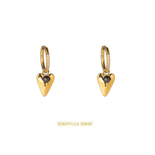 Origami Heart Hoop - 14K + Black E66249-1