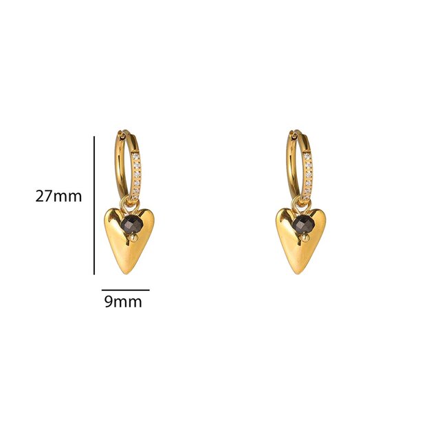 Origami Heart Hoop - 14K + Black E66249-1