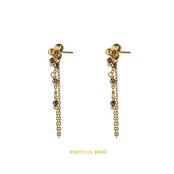 Long Stone Dangle - 14K + Brown E66255-4