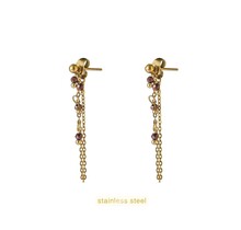 Long Stone Dangle - 14K + Brown E66255-4
