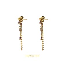Long Stone Dangle - 14K + Brown E66255-4