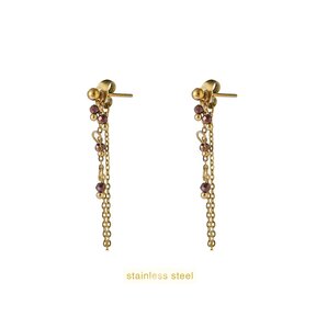 Long Stone Dangle - 14K + Brown E66255-4