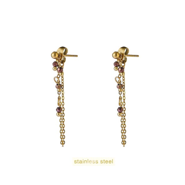 Long Stone Dangle - 14K + Brown E66255-4