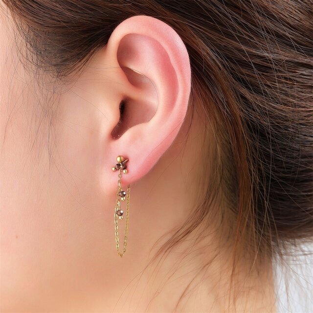 Long Stone Dangle - 14K + Brown E66255-4