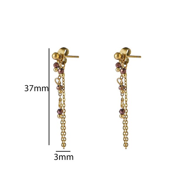 Long Stone Dangle - 14K + Brown E66255-4