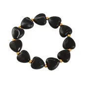 Elastische Hartjes Armband Zwart met Goudkleurige Details