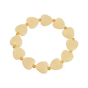 Elastische Hartjes Armband Crème met Goudkleurige Details