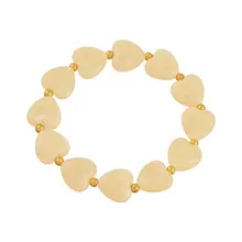Elastische Hartjes Armband Crème met Goudkleurige Details