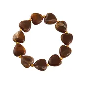 Elastische Hartjes Armband Bruin met Goudkleurige Details