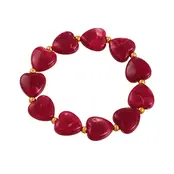 Elastische Hartjes Armband Rood met Goudkleurige Details