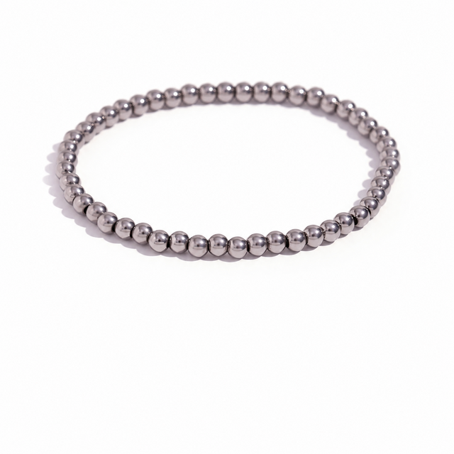 Stainless Steel Elastische Bolletjes Armband Zilver – 3,9 mm