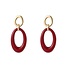Day & Eve Double Oval Dangle - 14K + Burgundy E65119-2