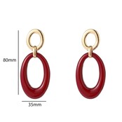 Double Oval Dangle - 14K + Burgundy E65119-2
