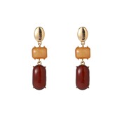 Square Stone Dangle - 14K + Brown Mix E65113-2