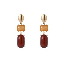 Square Stone Dangle - 14K + Brown Mix E65113-2