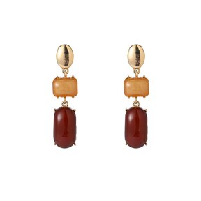 Square Stone Dangle - 14K + Brown Mix E65113-2