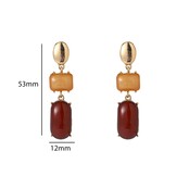 Square Stone Dangle - 14K + Brown Mix E65113-2