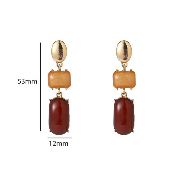 Square Stone Dangle - 14K + Brown Mix E65113-2