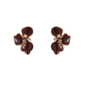 Small Half Lily Stud - 14K + Burgundy E65098-3